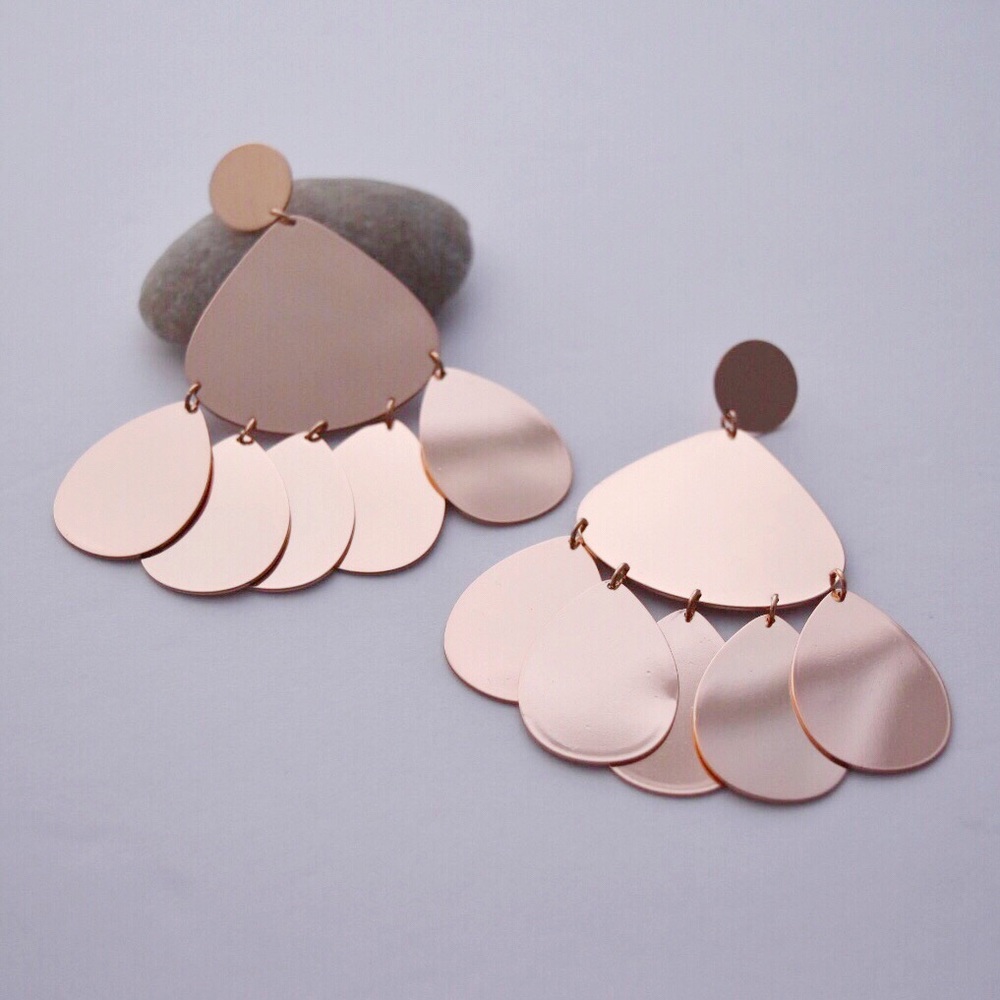 Rose Gold Fringe Statement Earrings